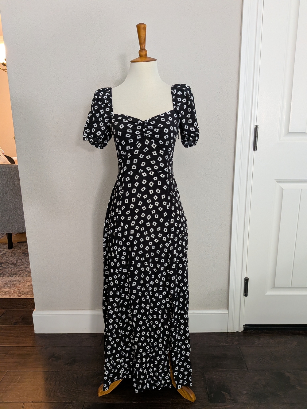& Other Stories Black Maxi Dress with White Geo Print